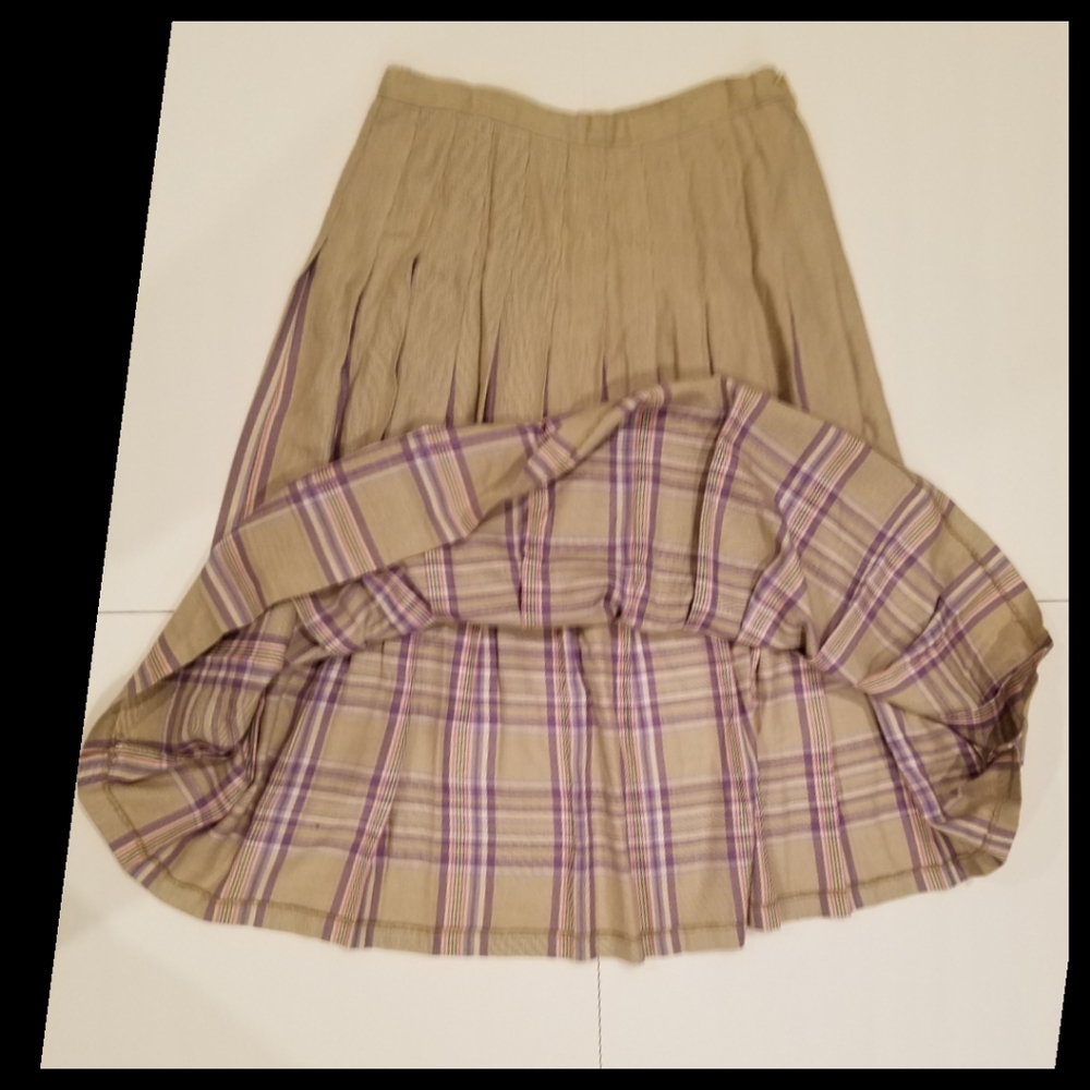 Pendleton Beige+Lavender Pleated Skirt - Picture 5 of 9